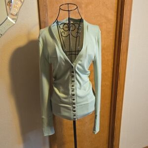 Zenana Outfitters Mint Green V-Neck Button Front Cardigan